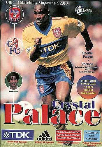 programme cover for Crystal Palace v Chelsea, Saturday, 13th Sep 1997