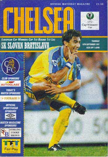 programme cover for Chelsea v Slovan Bratislava, Thursday, 18th Sep 1997
