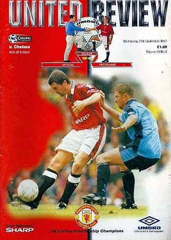 programme cover for Manchester United v Chelsea, Wednesday, 24th Sep 1997