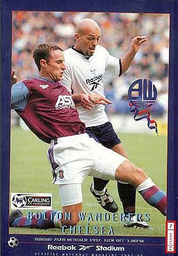 programme cover for Bolton Wanderers v Chelsea, Sunday, 26th Oct 1997