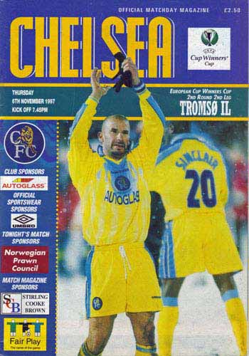 programme cover for Chelsea v Tromsø, Thursday, 6th Nov 1997