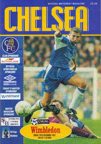 programme cover for Chelsea v Wimbledon, Friday, 26th Dec 1997