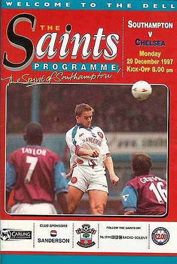 programme cover for Southampton v Chelsea, Monday, 29th Dec 1997