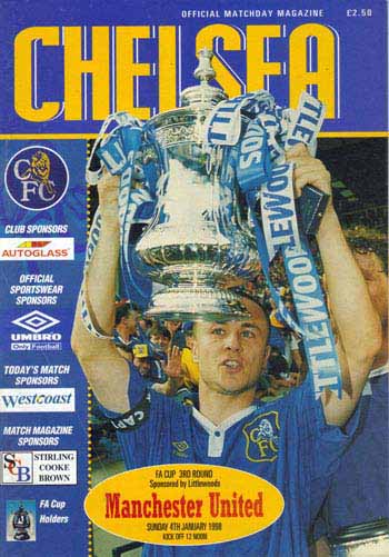 programme cover for Chelsea v Manchester United, 4th Jan 1998