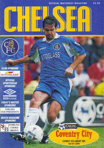 programme cover for Chelsea v Coventry City, Saturday, 10th Jan 1998