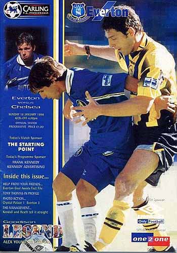 programme cover for Everton v Chelsea, Sunday, 18th Jan 1998