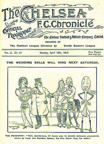 programme cover for Chelsea v Manchester United, Monday, 19th Apr 1915