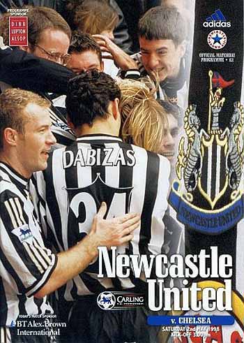 programme cover for Newcastle United v Chelsea, Saturday, 2nd May 1998