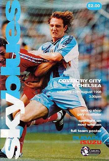 programme cover for Coventry City v Chelsea, Saturday, 15th Aug 1998