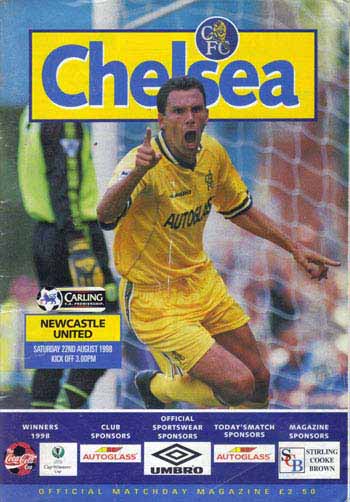 programme cover for Chelsea v Newcastle United, Saturday, 22nd Aug 1998