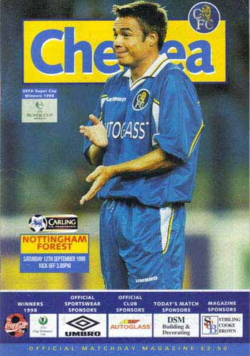 programme cover for Chelsea v Nottingham Forest, Saturday, 12th Sep 1998