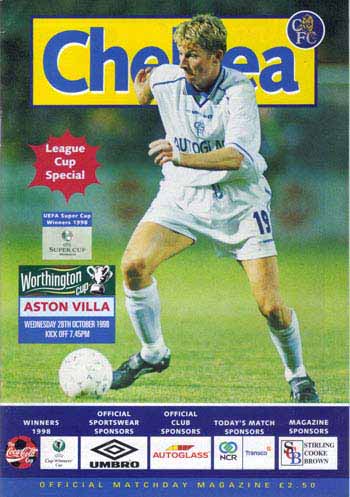 programme cover for Chelsea v Aston Villa, Wednesday, 28th Oct 1998