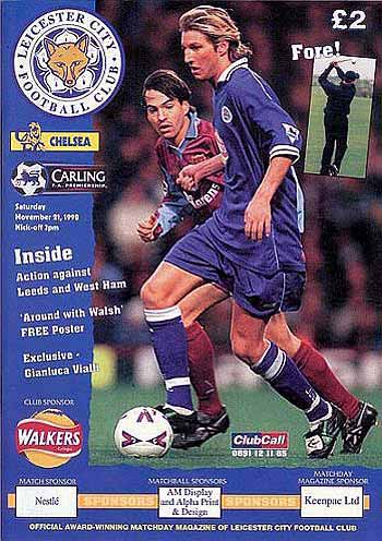 programme cover for Leicester City v Chelsea, Saturday, 21st Nov 1998