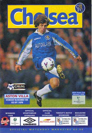 programme cover for Chelsea v Aston Villa, Wednesday, 9th Dec 1998