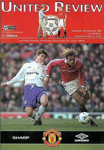 programme cover for Manchester United v Chelsea, Wednesday, 16th Dec 1998