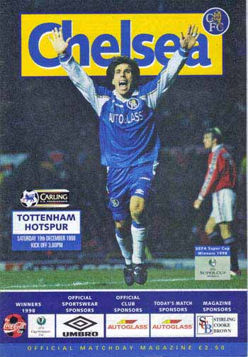 programme cover for Chelsea v Tottenham Hotspur, Saturday, 19th Dec 1998