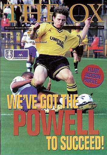 programme cover for Oxford United v Chelsea, Monday, 25th Jan 1999