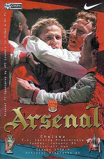 programme cover for Arsenal v Chelsea, Sunday, 31st Jan 1999