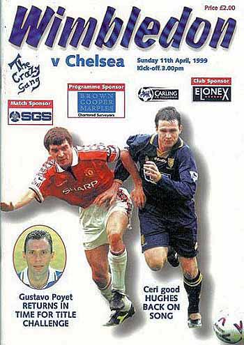 programme cover for Wimbledon v Chelsea, Sunday, 11th Apr 1999