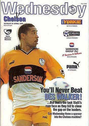 programme cover for Sheffield Wednesday v Chelsea, Sunday, 25th Apr 1999