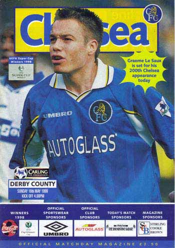 programme cover for Chelsea v Derby County, Sunday, 16th May 1999