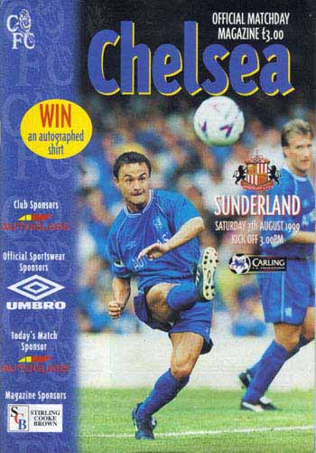 programme cover for Chelsea v Sunderland, Saturday, 7th Aug 1999