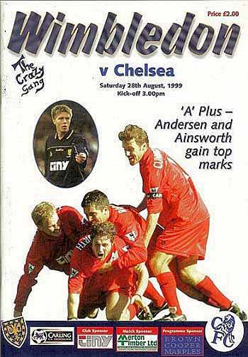 programme cover for Wimbledon v Chelsea, Saturday, 28th Aug 1999
