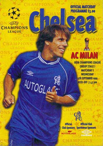 programme cover for Chelsea v A.C. Milan, Wednesday, 15th Sep 1999