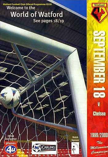 programme cover for Watford v Chelsea, Saturday, 18th Sep 1999