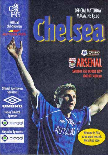 programme cover for Chelsea v Arsenal, Saturday, 23rd Oct 1999