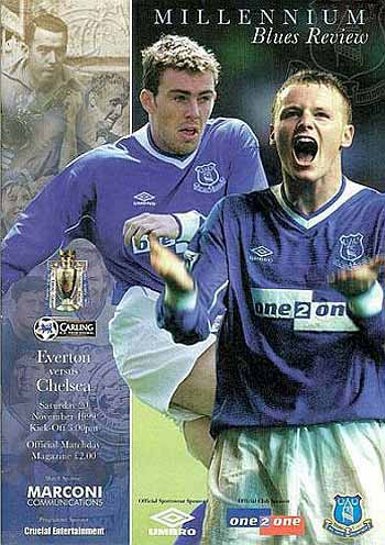 programme cover for Everton v Chelsea, Saturday, 20th Nov 1999