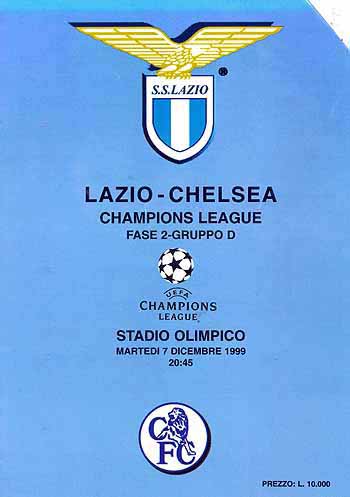 programme cover for Lazio v Chelsea, Tuesday, 7th Dec 1999