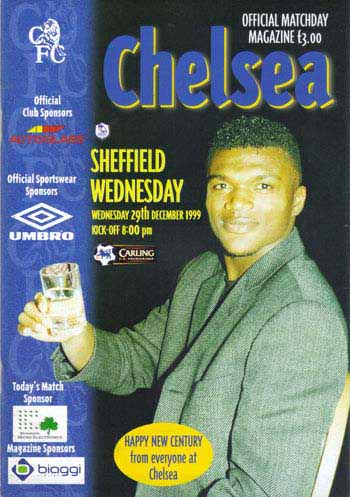 programme cover for Chelsea v Sheffield Wednesday, Wednesday, 29th Dec 1999