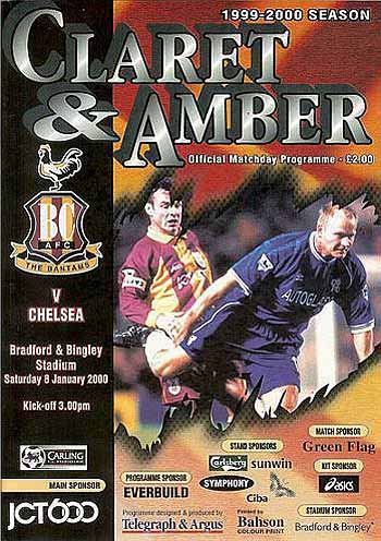 programme cover for Bradford City v Chelsea, Saturday, 8th Jan 2000