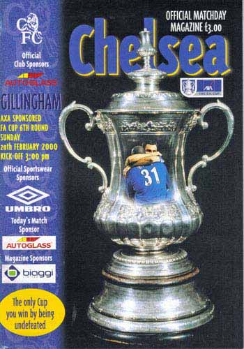 programme cover for Chelsea v Gillingham, Sunday, 20th Feb 2000