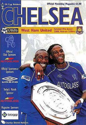 programme cover for Chelsea v West Ham United, Saturday, 19th Aug 2000