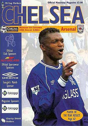 programme cover for Chelsea v Arsenal, Wednesday, 6th Sep 2000
