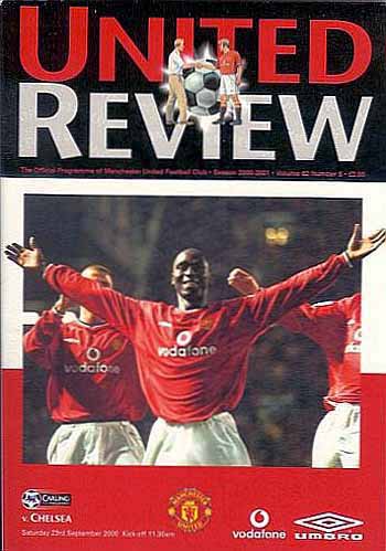 programme cover for Manchester United v Chelsea, Saturday, 23rd Sep 2000