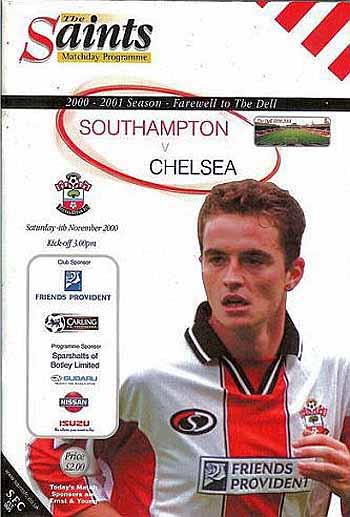 programme cover for Southampton v Chelsea, Saturday, 4th Nov 2000