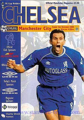 programme cover for Chelsea v Manchester City, Sunday, 3rd Dec 2000