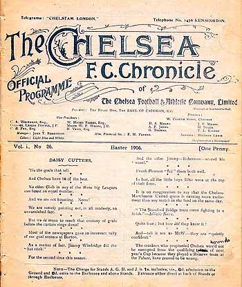 programme cover for Chelsea v Glossop, Monday, 16th Apr 1906