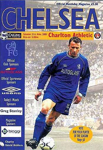 programme cover for Chelsea v Charlton Athletic, Saturday, 21st Apr 2001