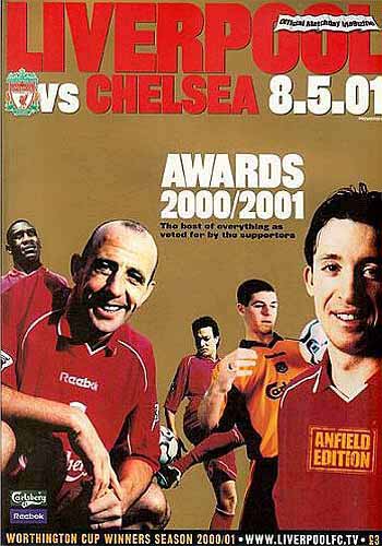 programme cover for Liverpool v Chelsea, Tuesday, 8th May 2001