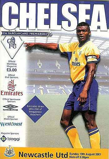 programme cover for Chelsea v Newcastle United, Sunday, 19th Aug 2001
