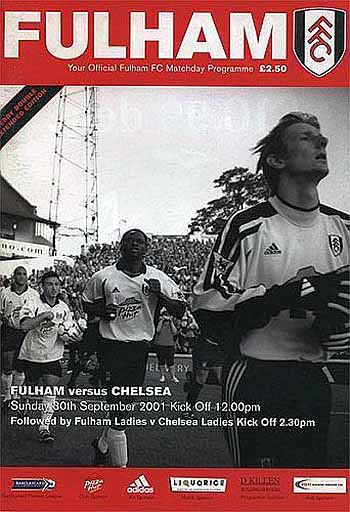 programme cover for Fulham v Chelsea, Sunday, 30th Sep 2001