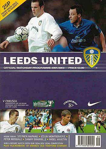 programme cover for Leeds United v Chelsea, Wednesday, 28th Nov 2001