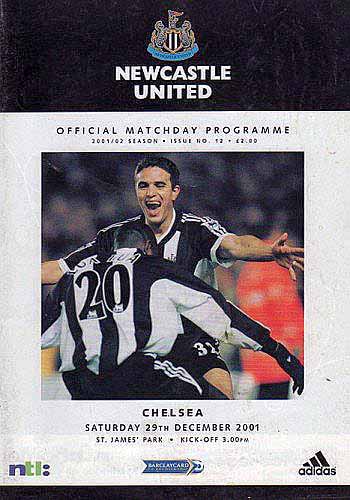 programme cover for Newcastle United v Chelsea, Saturday, 29th Dec 2001