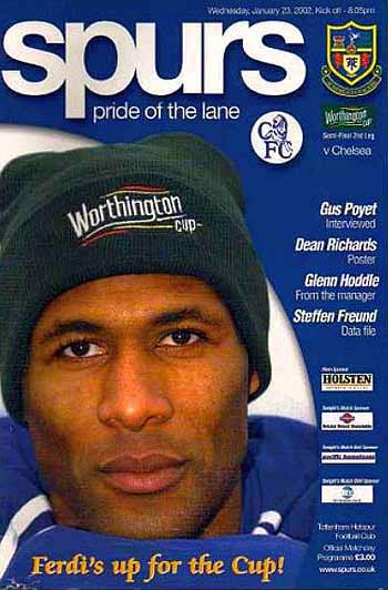 programme cover for Tottenham Hotspur v Chelsea, Wednesday, 23rd Jan 2002
