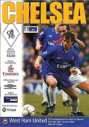 programme cover for Chelsea v West Ham United, Saturday, 26th Jan 2002
