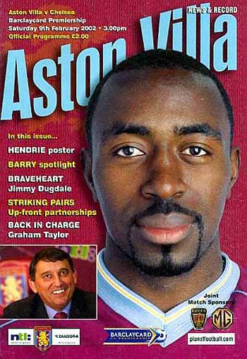 programme cover for Aston Villa v Chelsea, Saturday, 9th Feb 2002